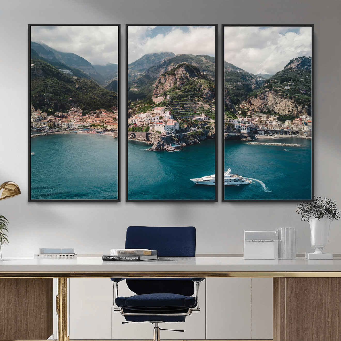 Amalfi Coast Wall Art – Framed Italian Seaside Canvas