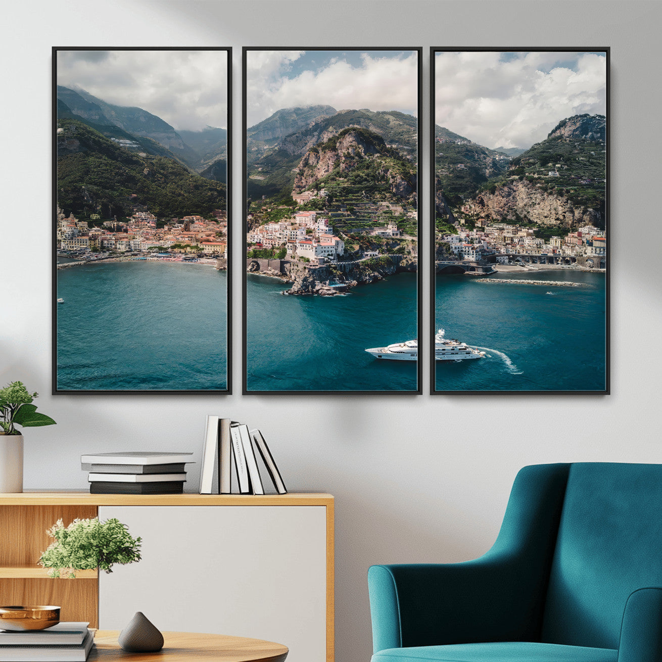 Amalfi Coast Wall Art – Framed Italian Seaside Canvas