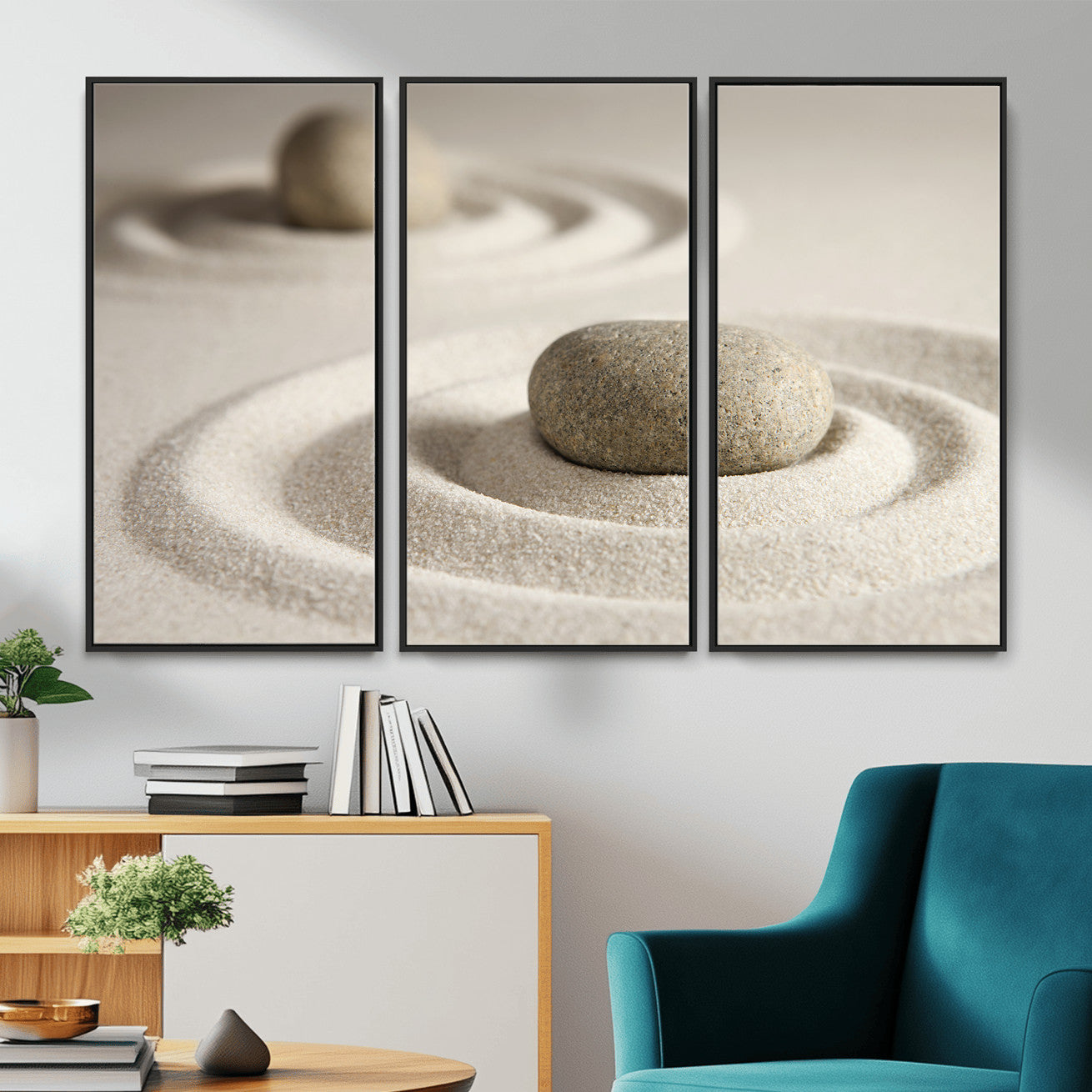 Zen Garden Stone Sand Canvas | Japanese Rock Garden Wall Art