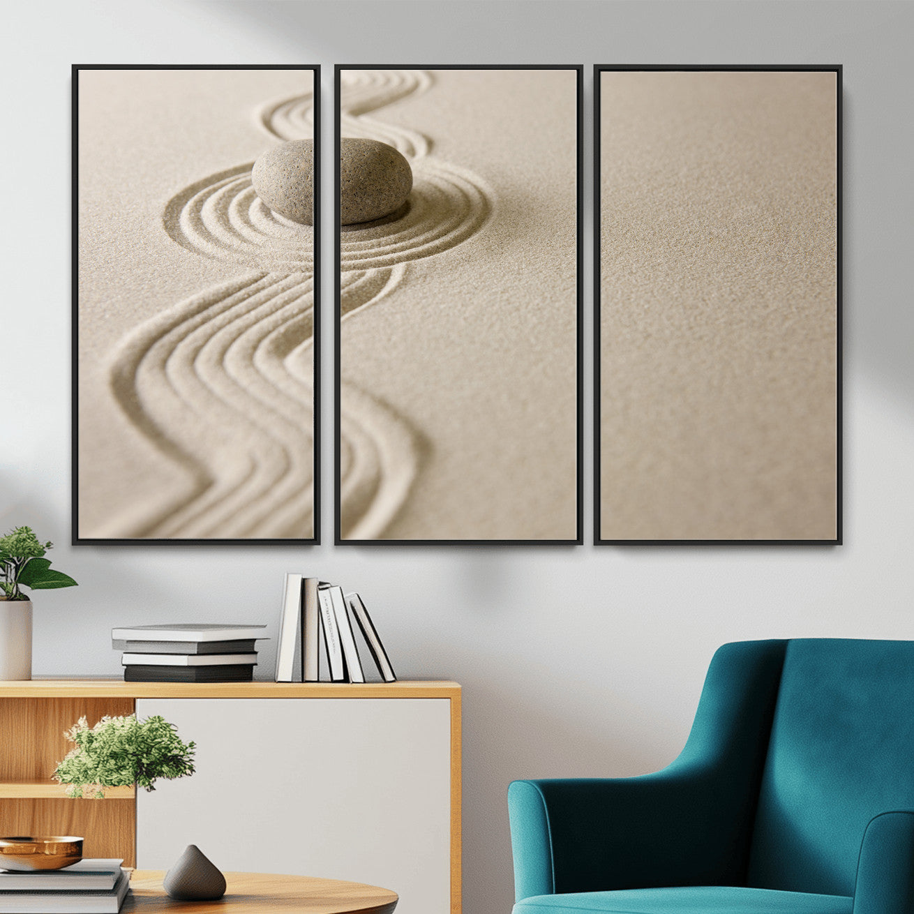 Zen Garden Stone Sand Canvas | Japanese Rock Garden Wall Art