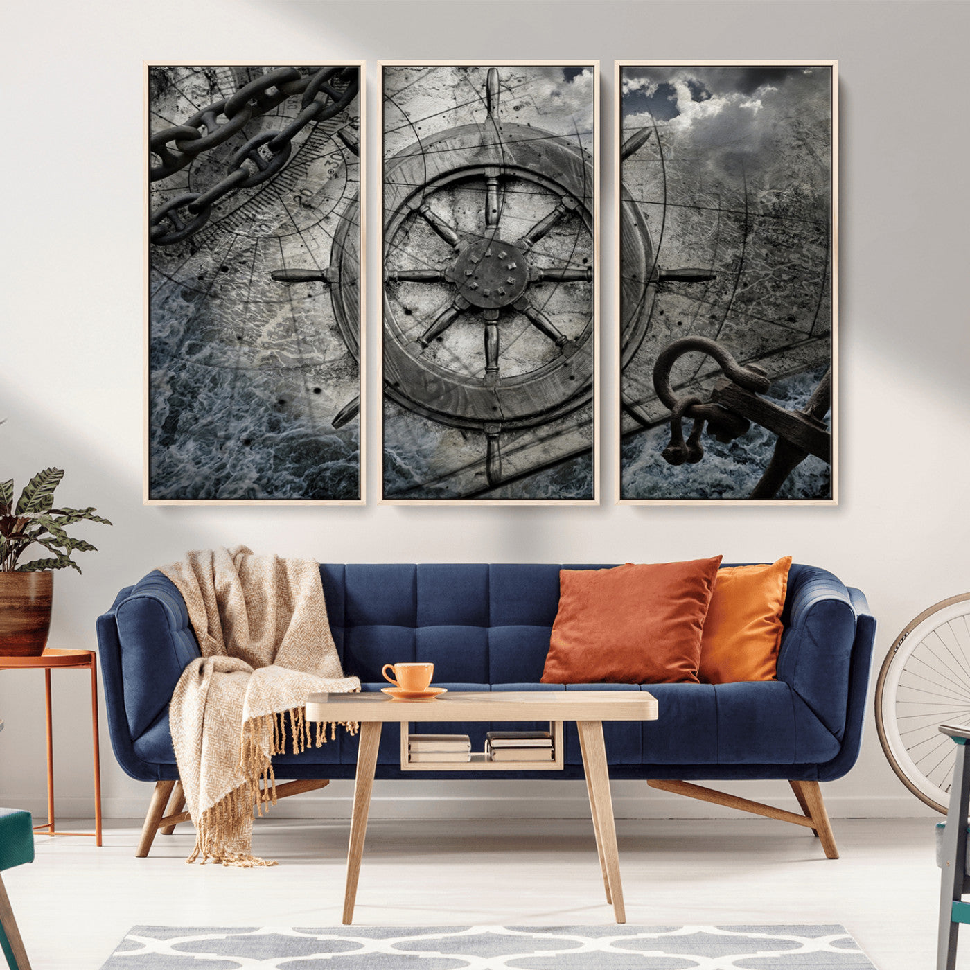 Ship Steering Wheel Vintage Wall Art Canvas Print