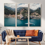 Amalfi Coast Wall Art – Framed Italian Seaside Canvas