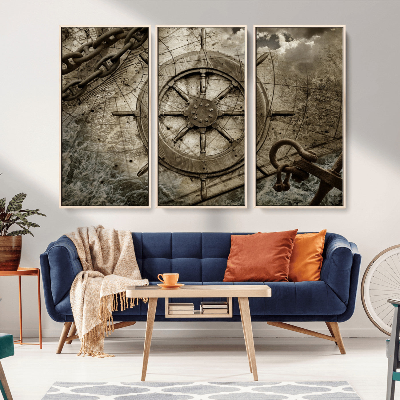 Wooden Ship Wheel Canvas Print, Multi Panel Canvas Wall Art