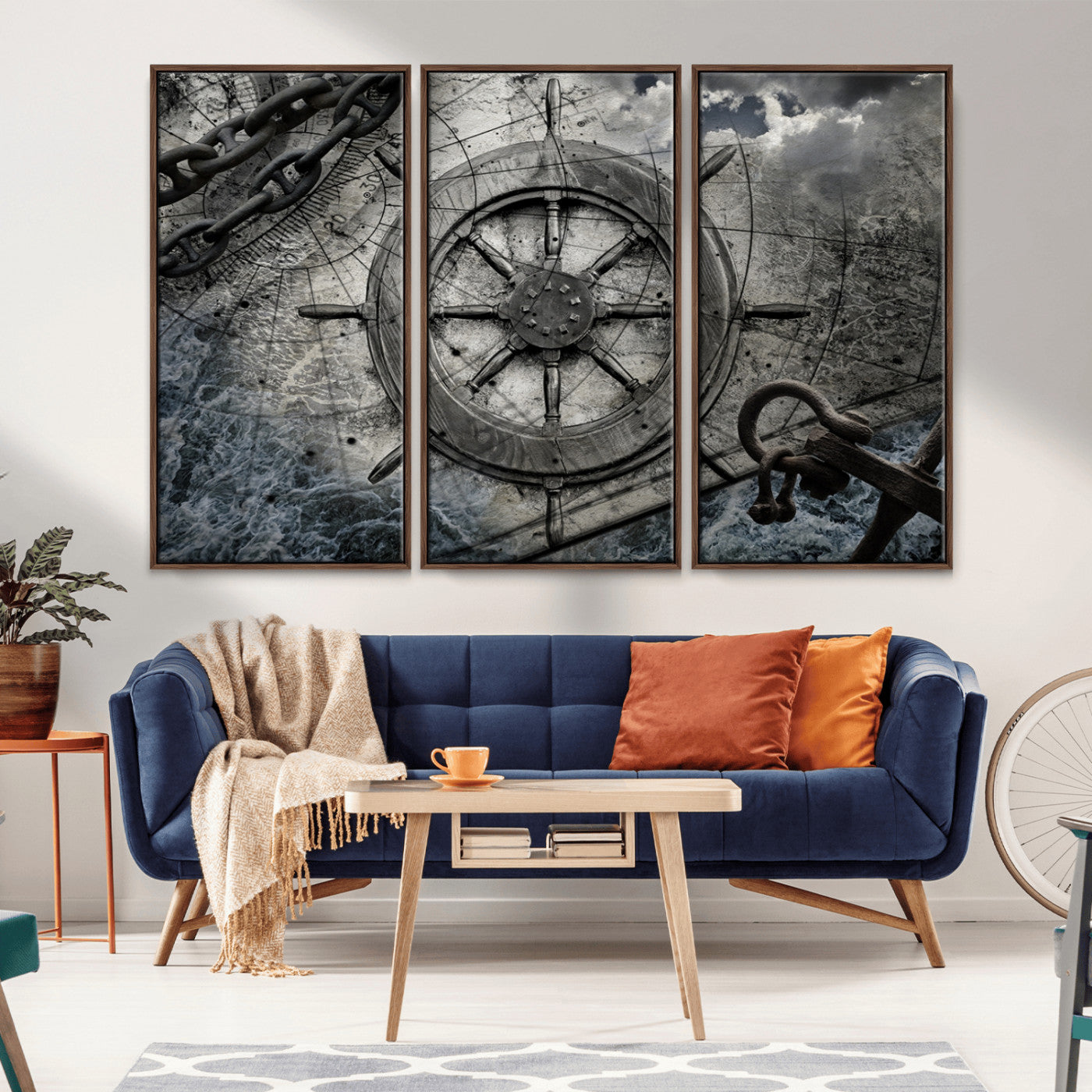 Ship Steering Wheel Vintage Wall Art Canvas Print