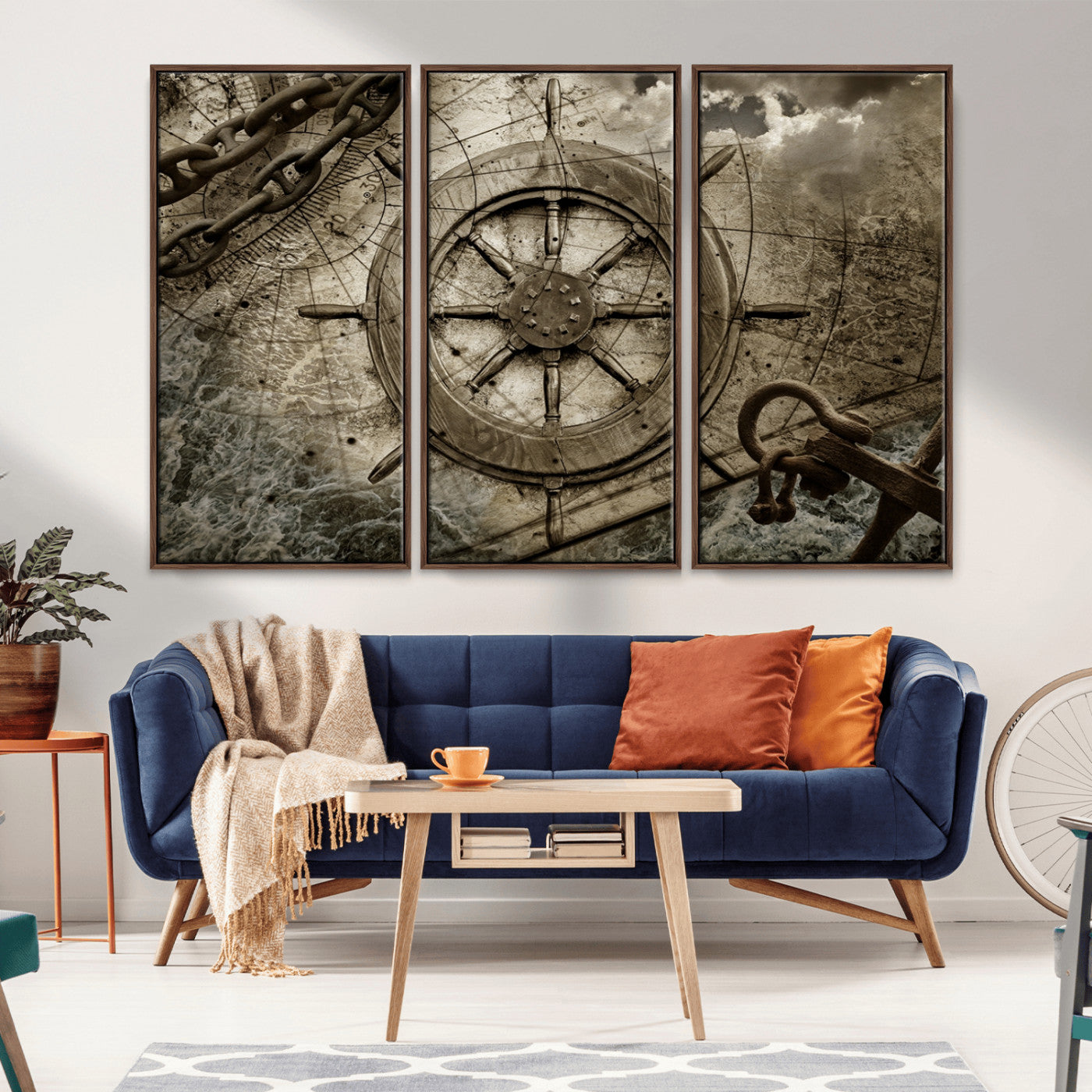 Wooden Ship Wheel Canvas Print, Multi Panel Canvas Wall Art