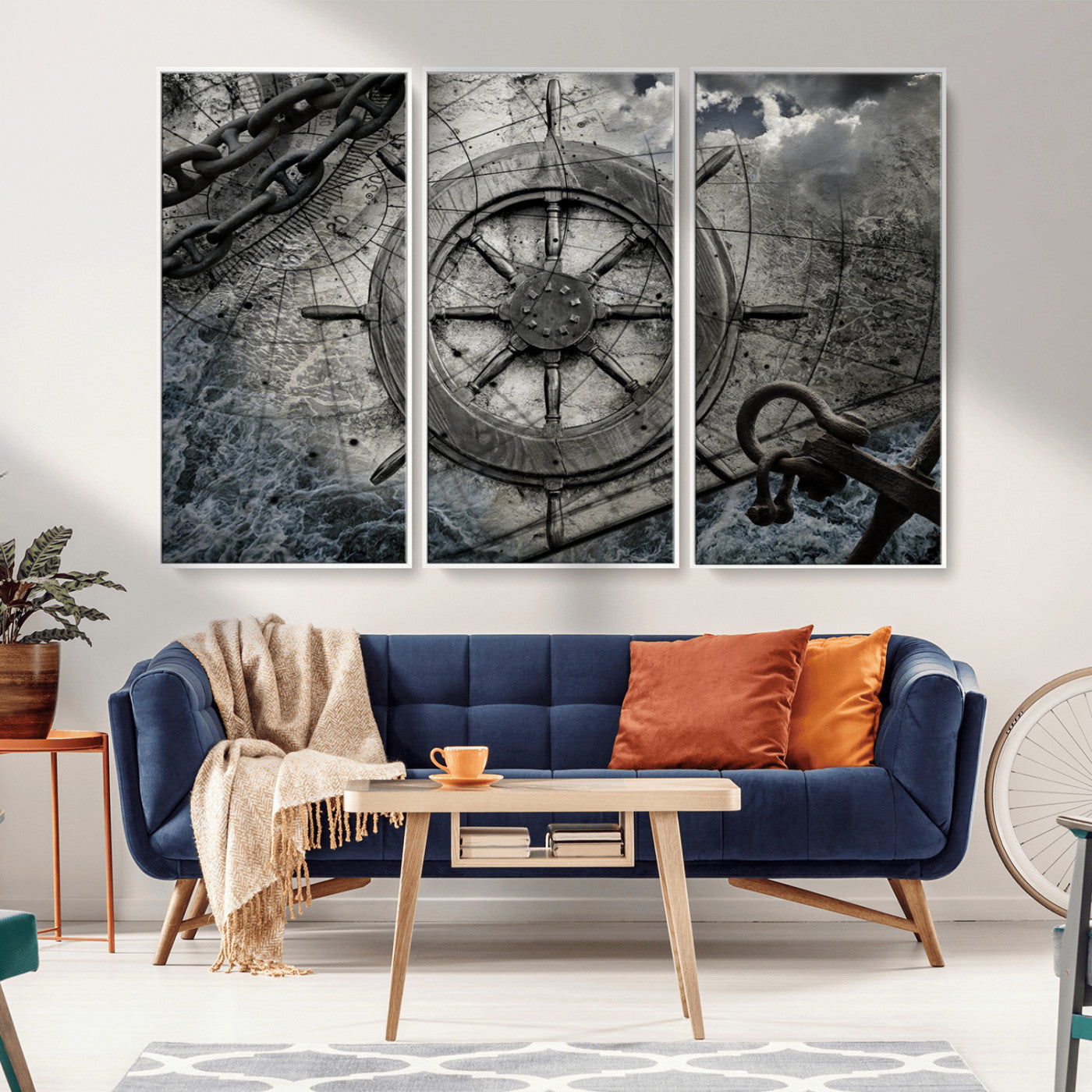 Ship Steering Wheel Vintage Wall Art Canvas Print