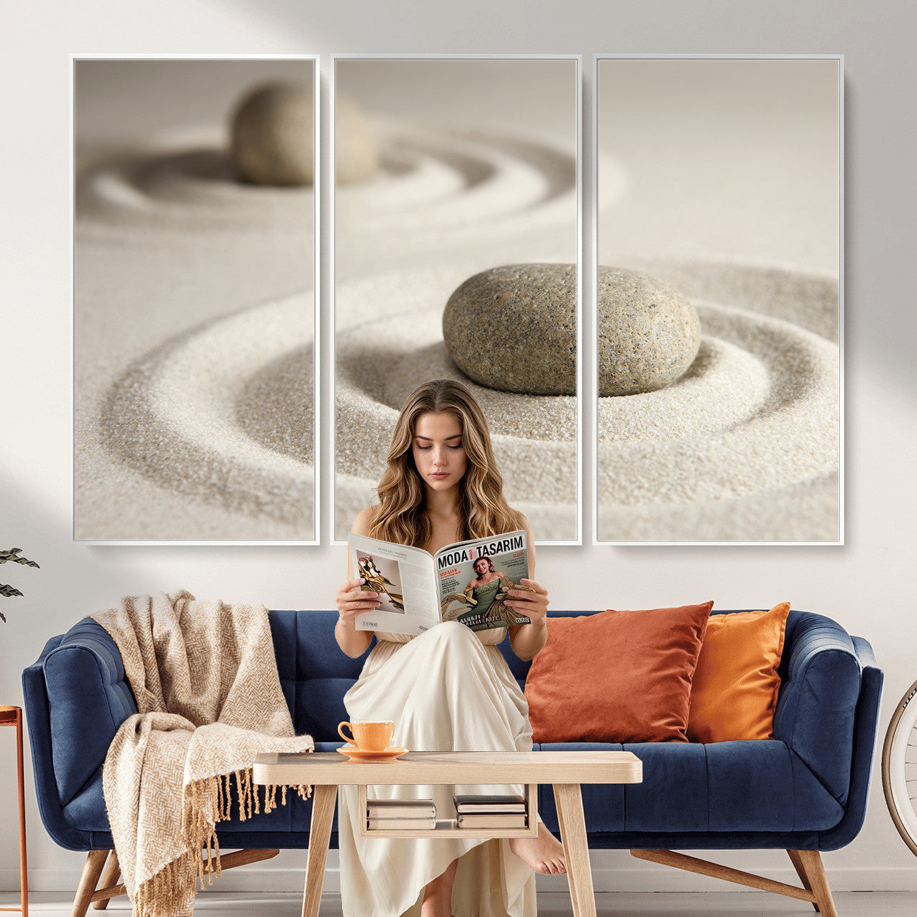 Zen Garden Stone Sand Canvas | Japanese Rock Garden Wall Art