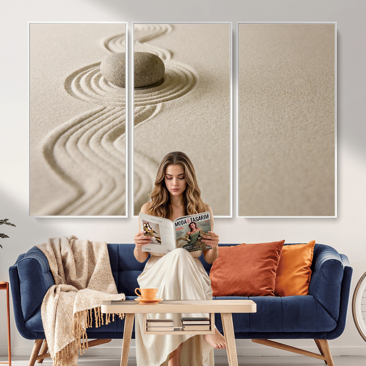 Zen Garden Stone Sand Canvas | Japanese Rock Garden Wall Art