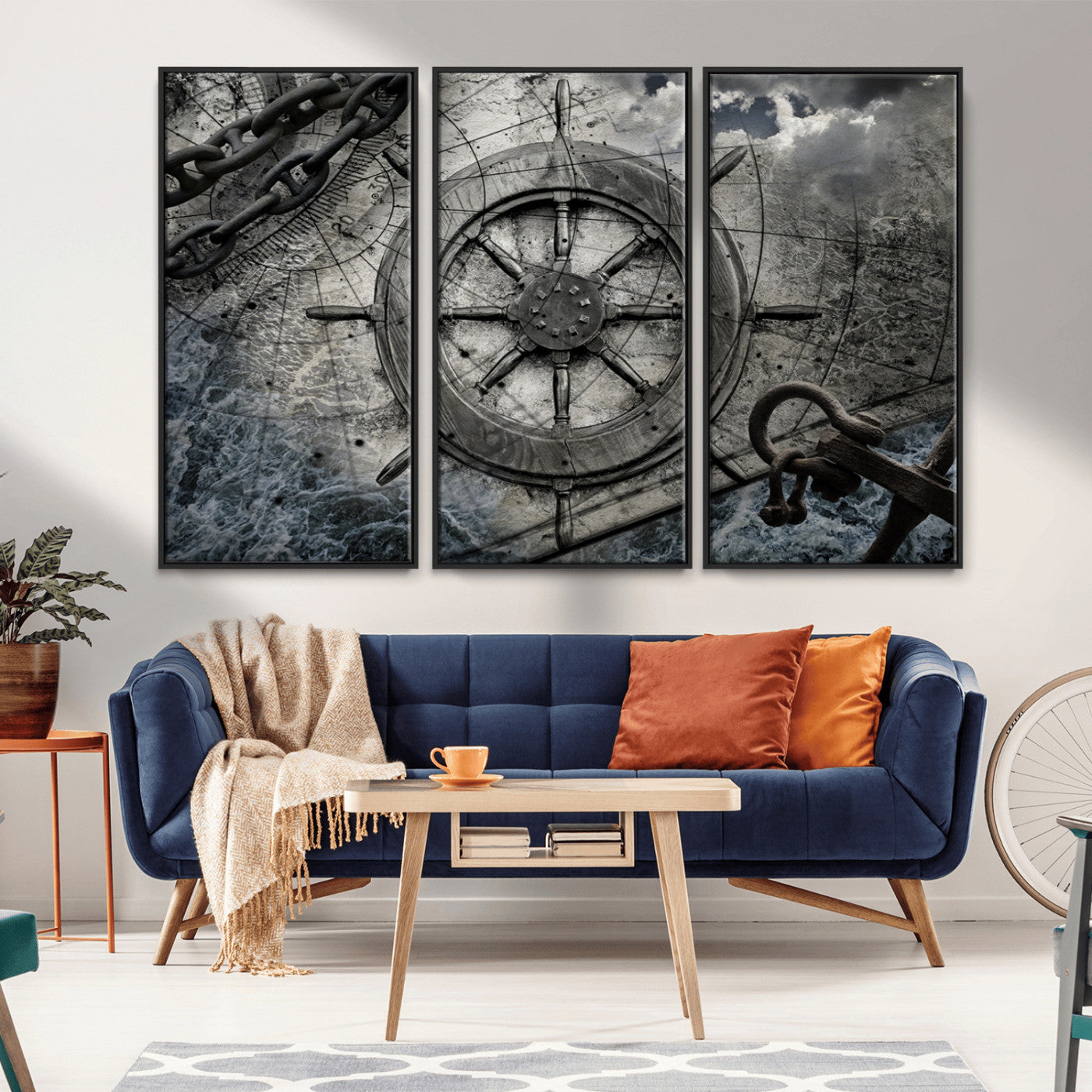 Ship Steering Wheel Vintage Wall Art Canvas Print