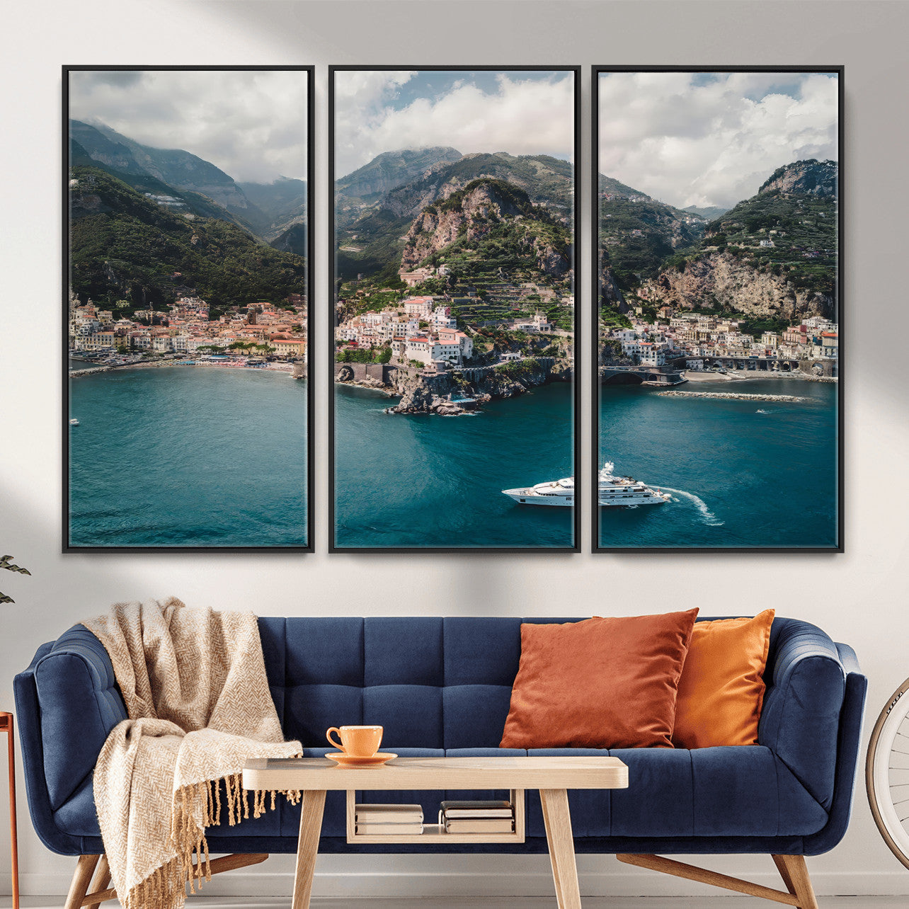 Amalfi Coast Wall Art – Framed Italian Seaside Canvas