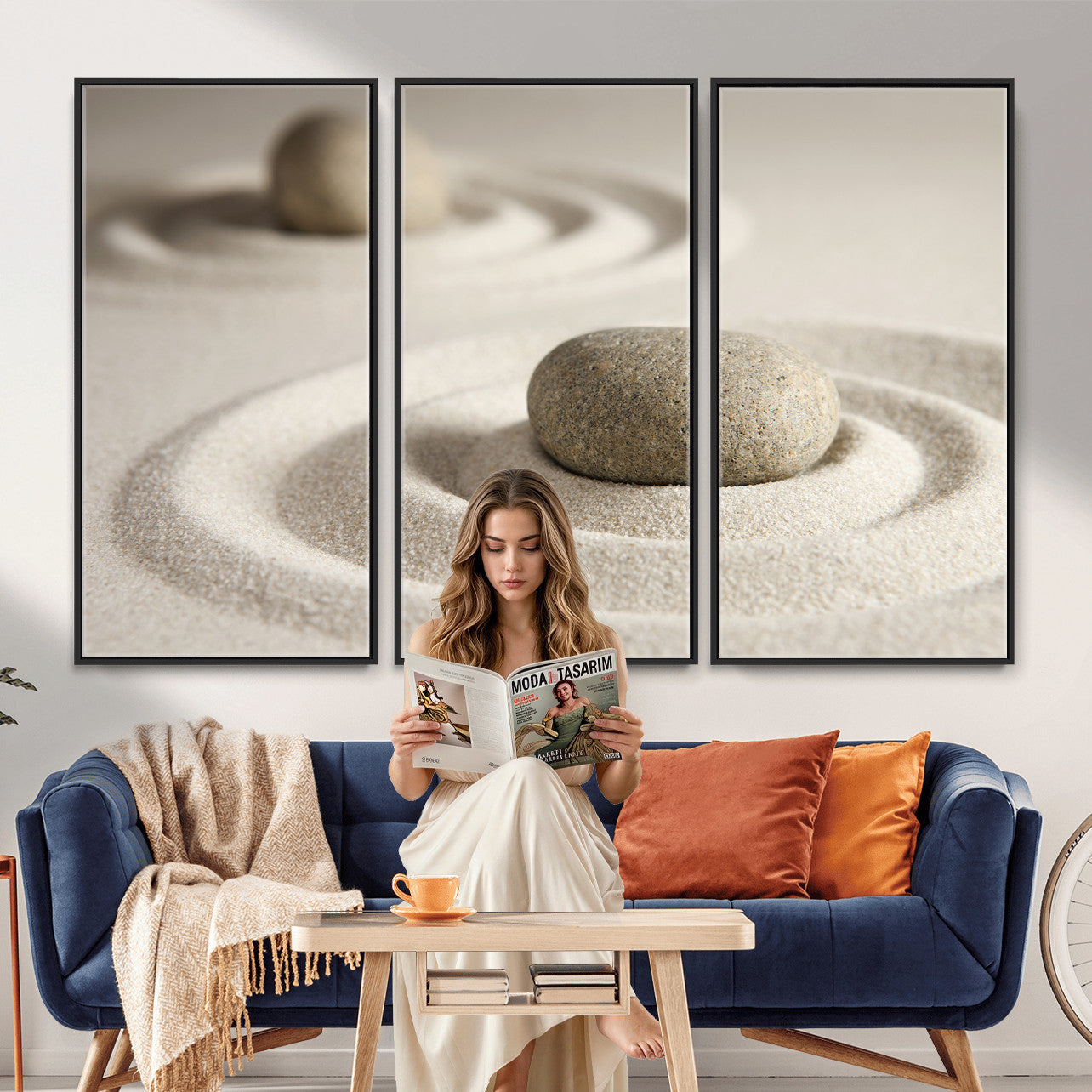 Zen Garden Stone Sand Canvas | Japanese Rock Garden Wall Art