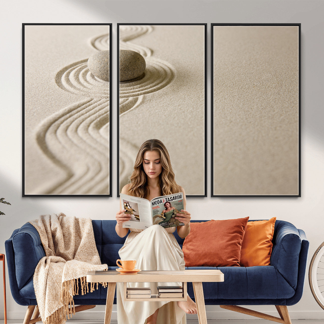 Zen Garden Stone Sand Canvas | Japanese Rock Garden Wall Art