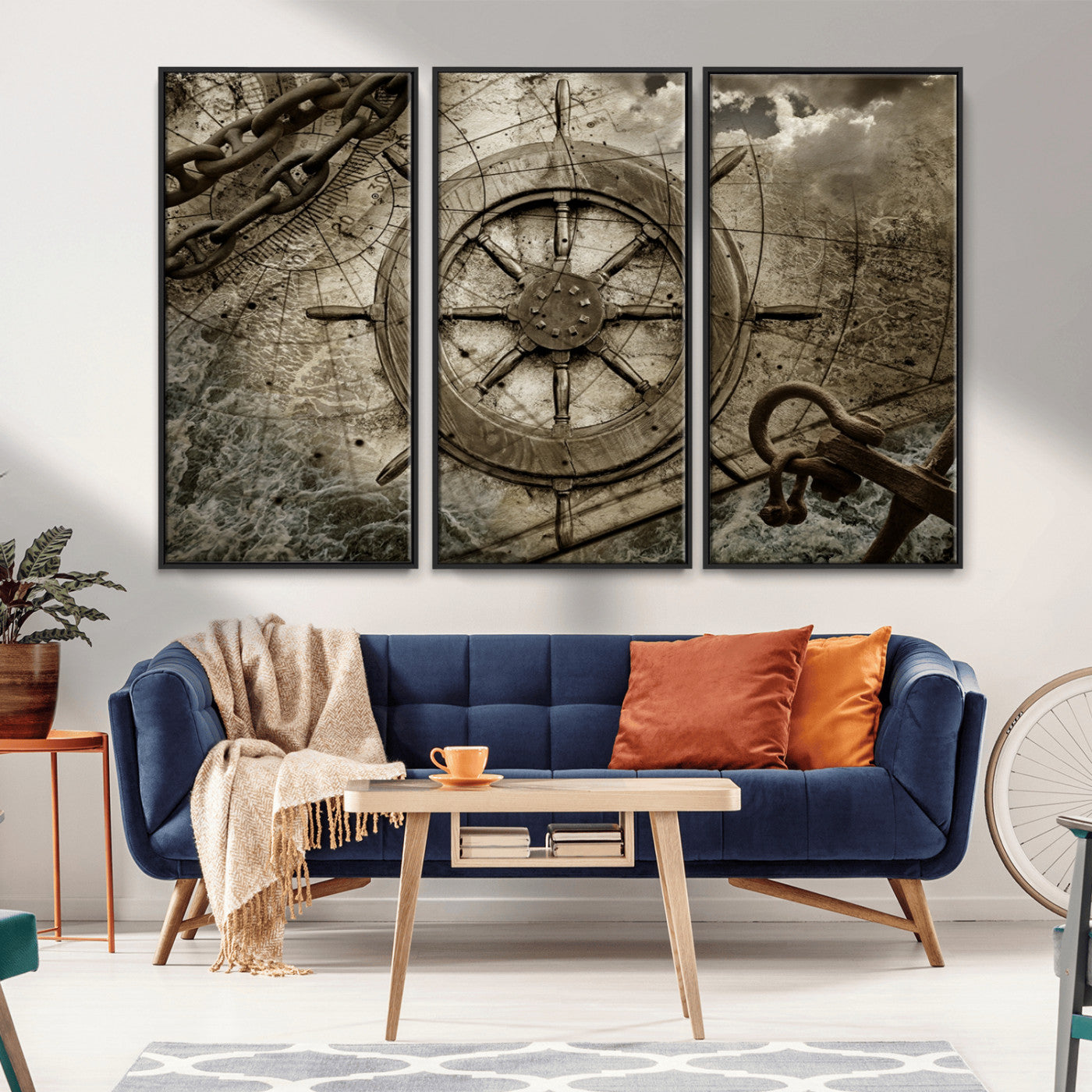 Wooden Ship Wheel Canvas Print, Multi Panel Canvas Wall Art