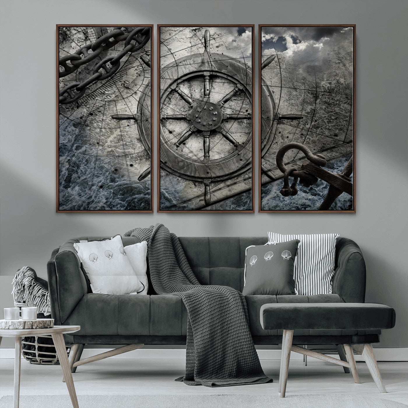 Ship Steering Wheel Vintage Wall Art Canvas Print