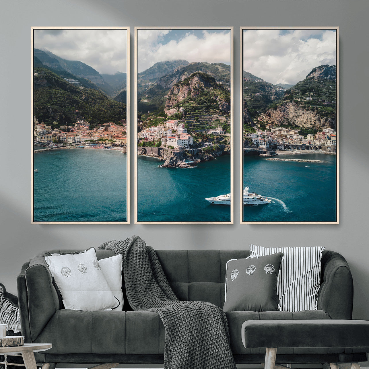 Amalfi Coast Wall Art – Framed Italian Seaside Canvas