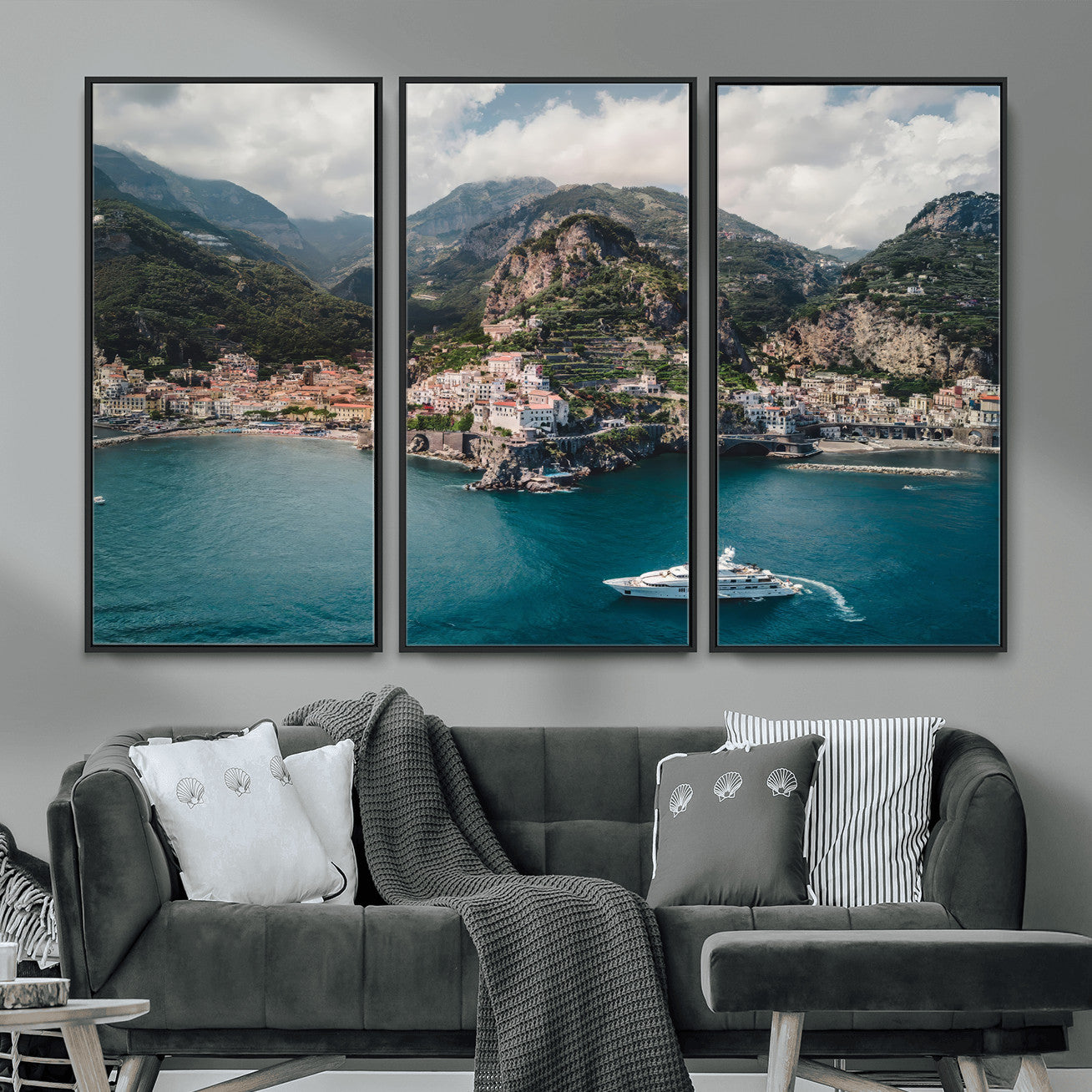 Amalfi Coast Wall Art – Framed Italian Seaside Canvas