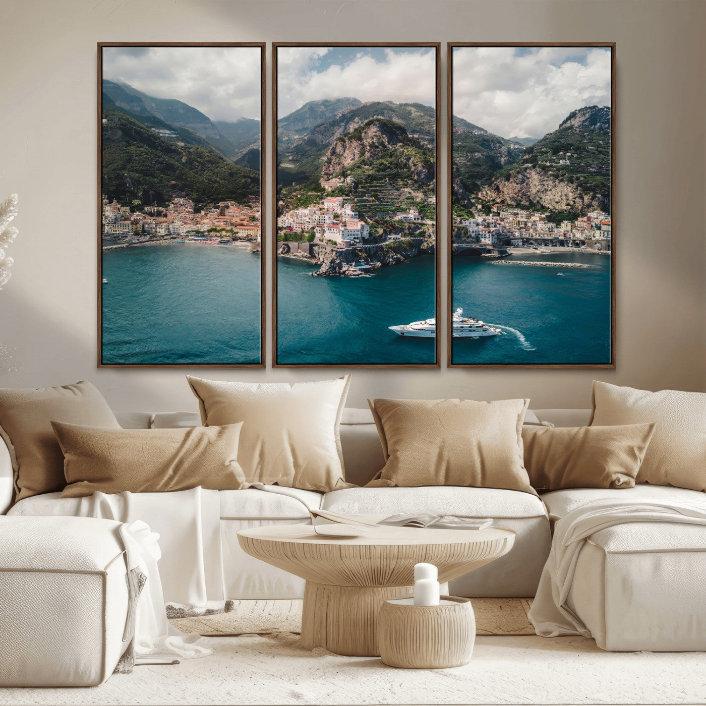 Amalfi Coast Wall Art – Framed Italian Seaside Canvas