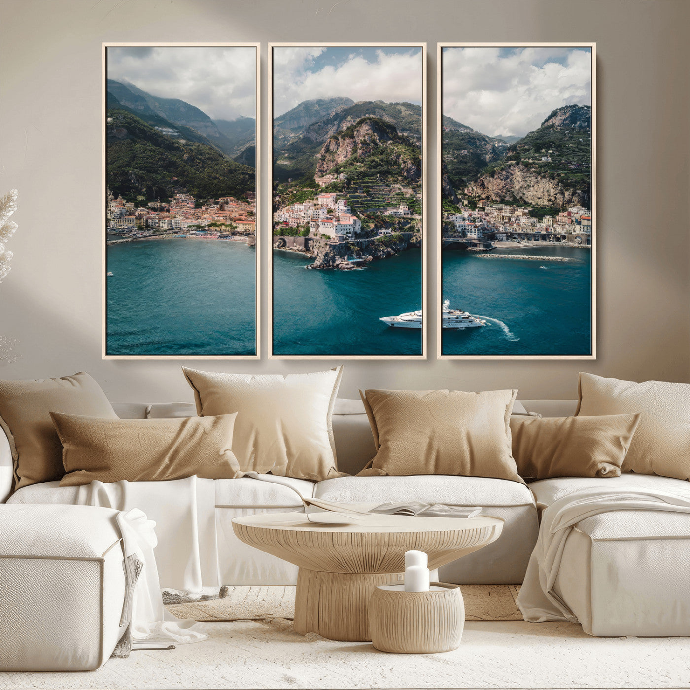 Amalfi Coast Wall Art – Framed Italian Seaside Canvas