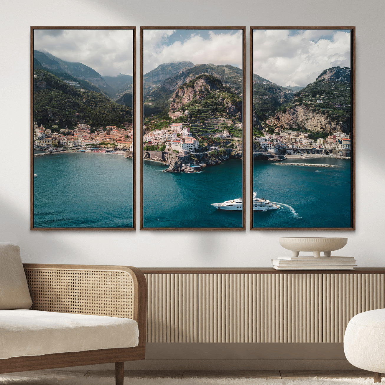 Amalfi Coast Wall Art – Framed Italian Seaside Canvas