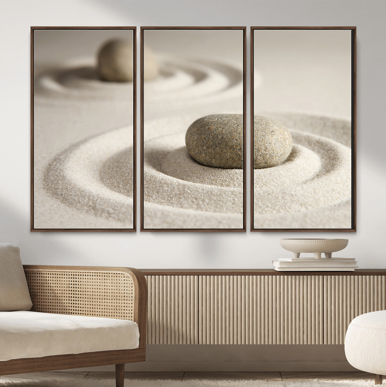 Zen Garden Stone Sand Canvas | Japanese Rock Garden Wall Art