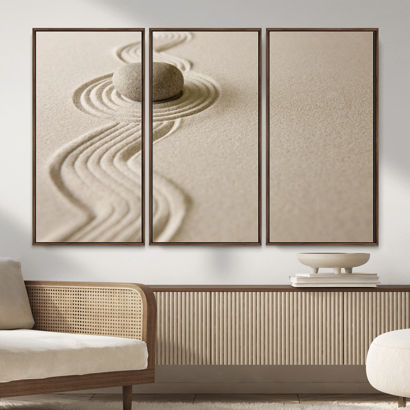 Zen Garden Stone Sand Canvas | Japanese Rock Garden Wall Art