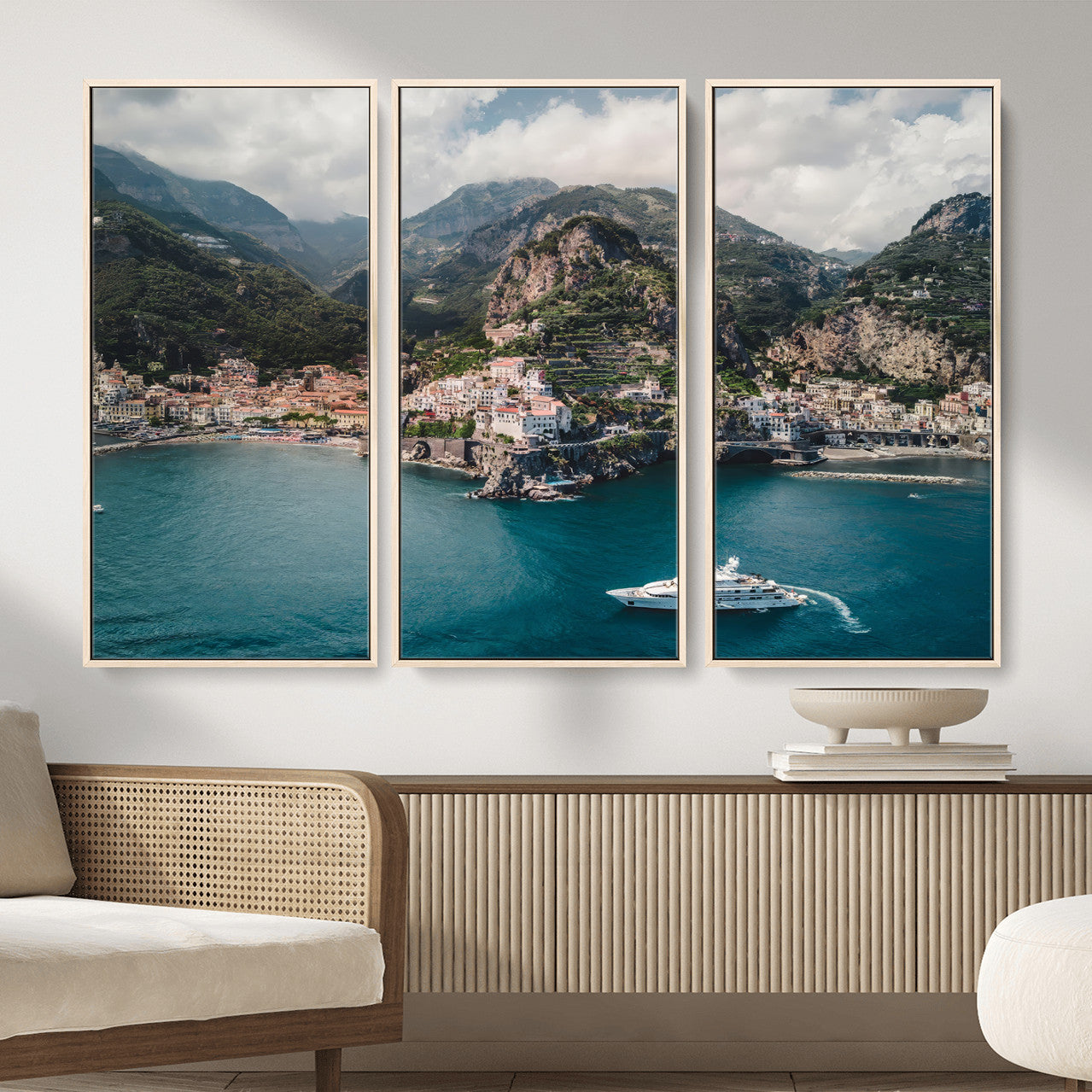 Amalfi Coast Wall Art – Framed Italian Seaside Canvas