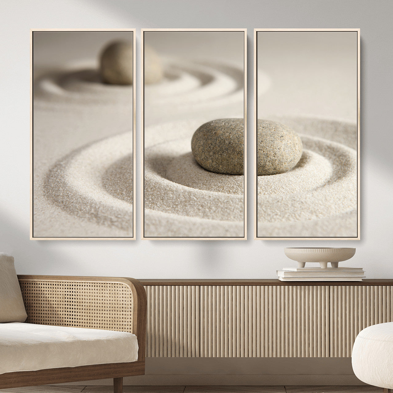 Zen Garden Stone Sand Canvas | Japanese Rock Garden Wall Art