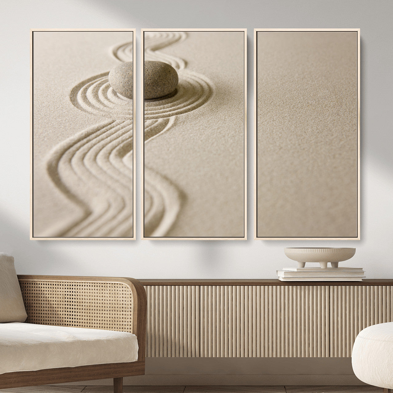 Zen Garden Stone Sand Canvas | Japanese Rock Garden Wall Art