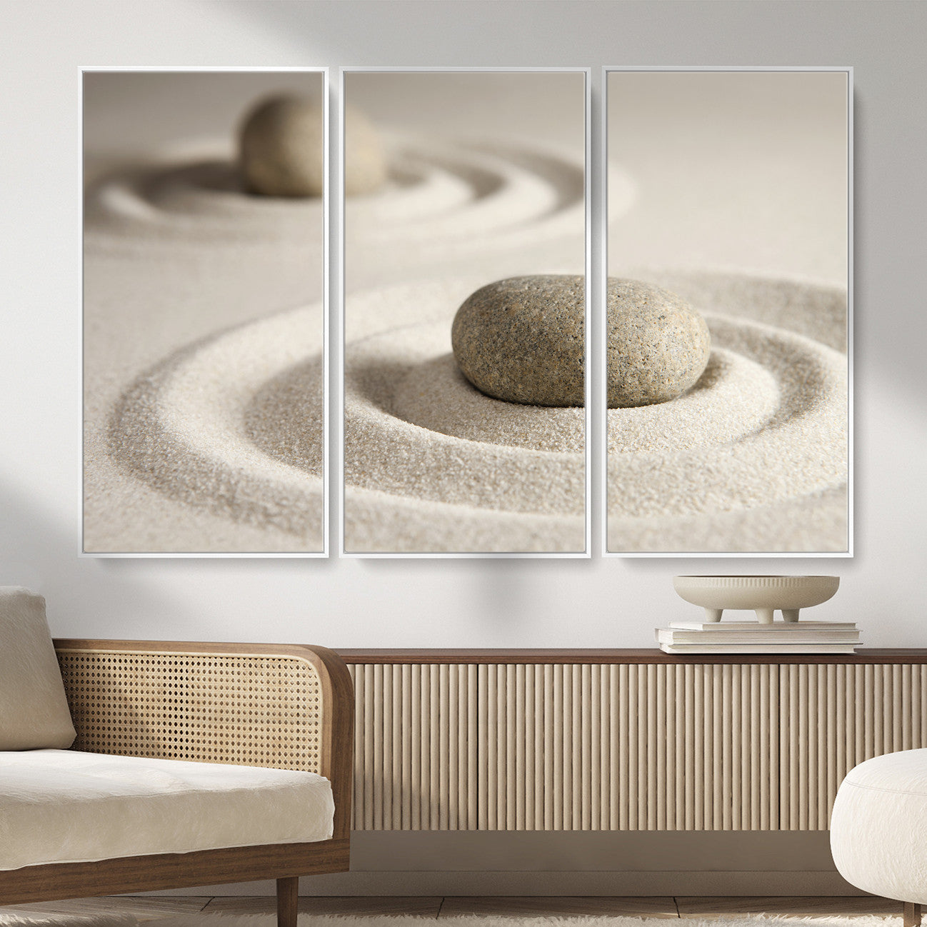 Zen Garden Stone Sand Canvas | Japanese Rock Garden Wall Art