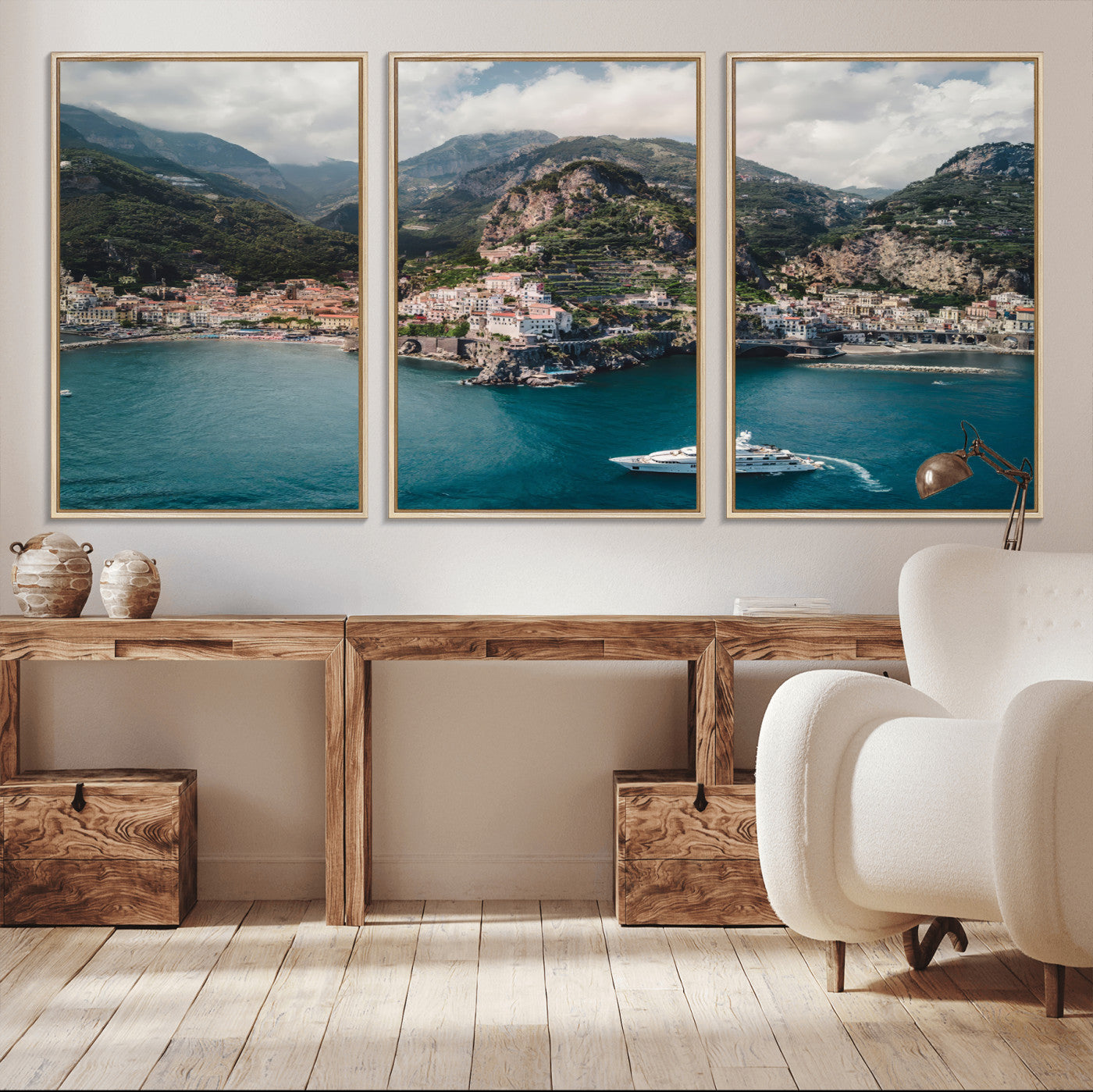 Amalfi Coast Wall Art – Framed Italian Seaside Canvas