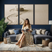 Zen Garden Stone Sand Canvas | Japanese Rock Garden Wall Art