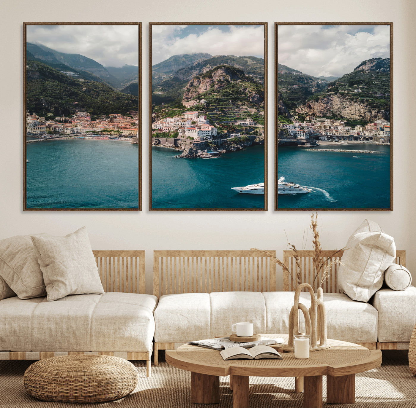 Amalfi Coast Wall Art – Framed Italian Seaside Canvas