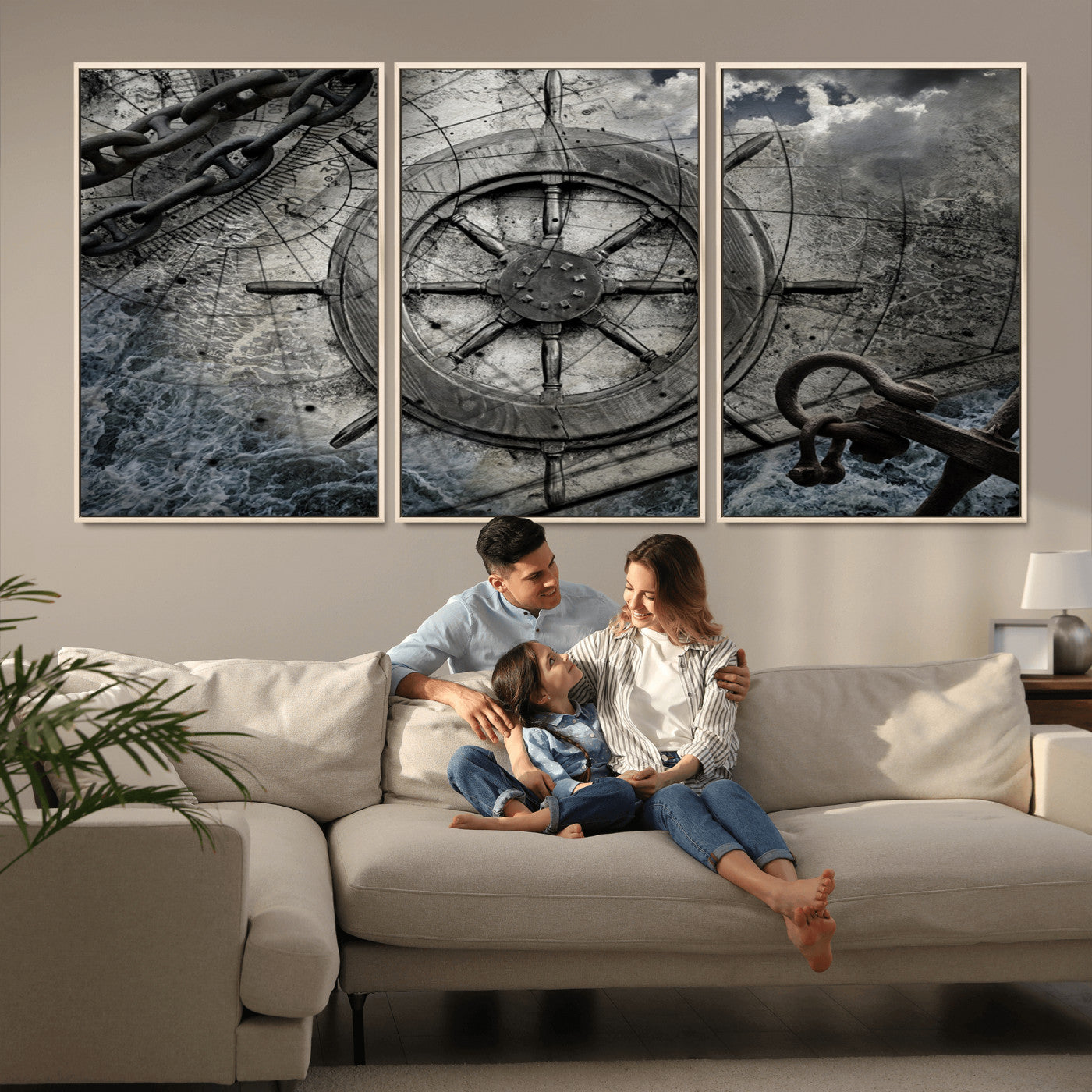 Ship Steering Wheel Vintage Wall Art Canvas Print