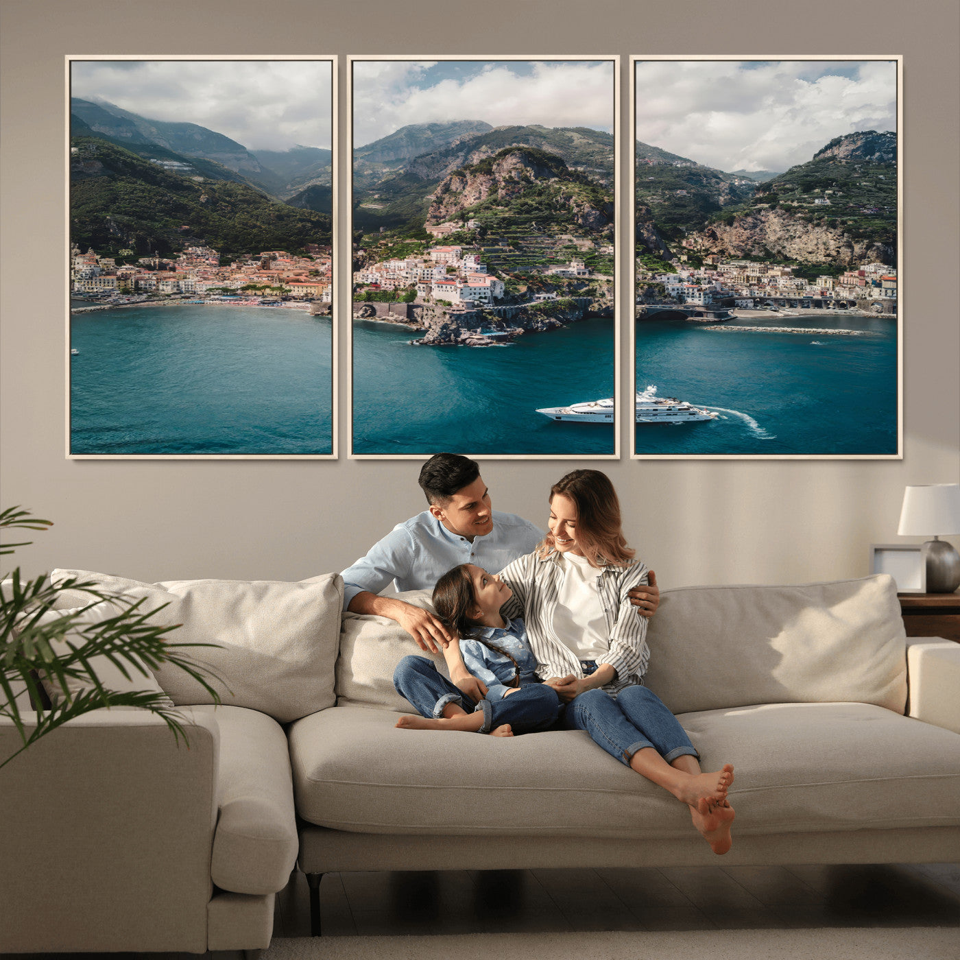 Amalfi Coast Wall Art – Framed Italian Seaside Canvas