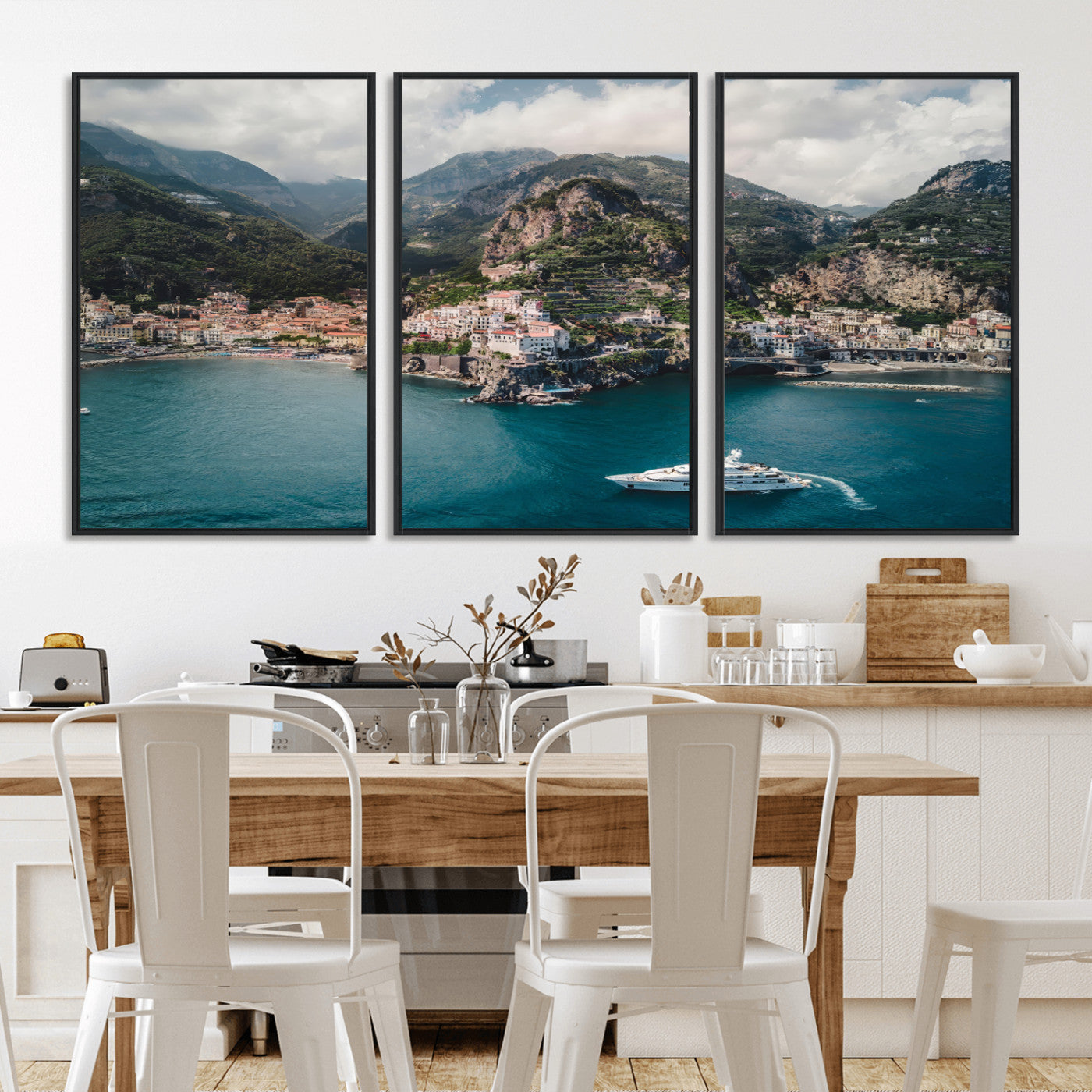 Amalfi Coast Wall Art – Framed Italian Seaside Canvas
