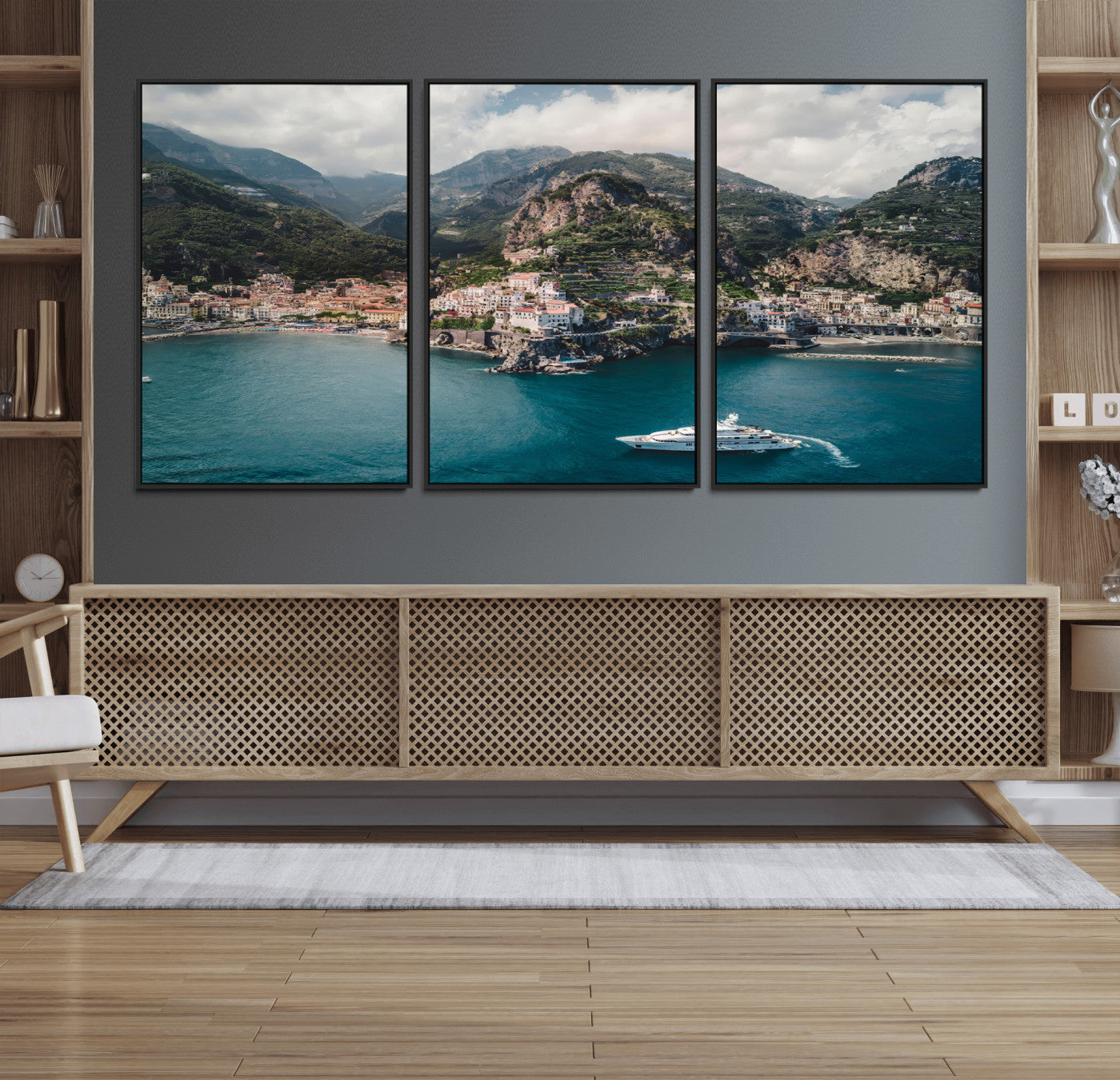 Amalfi Coast Wall Art – Framed Italian Seaside Canvas