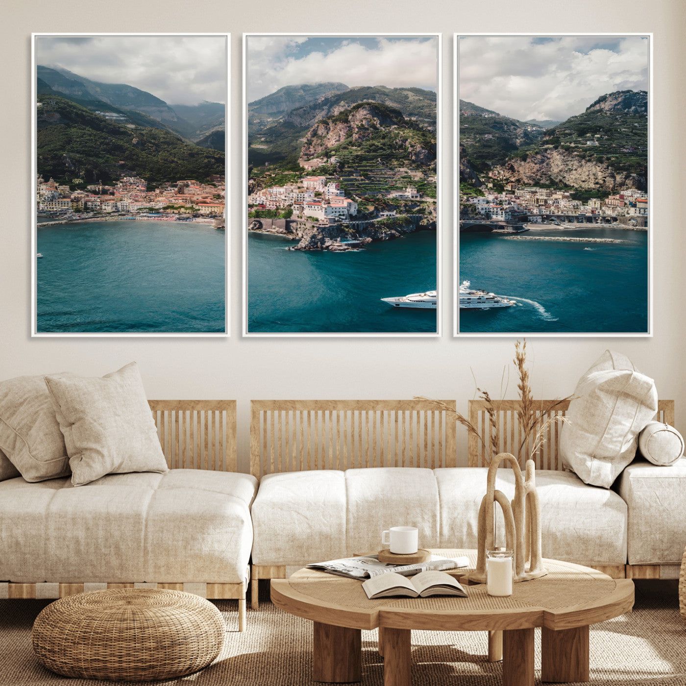 Amalfi Coast Wall Art – Framed Italian Seaside Canvas