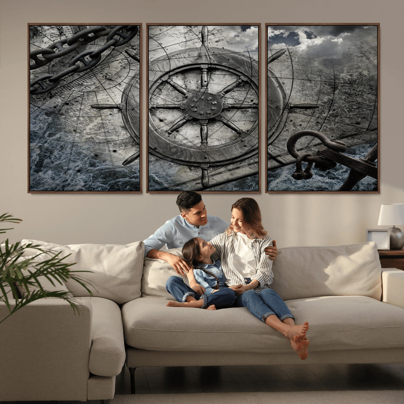 Ship Steering Wheel Vintage Wall Art Canvas Print