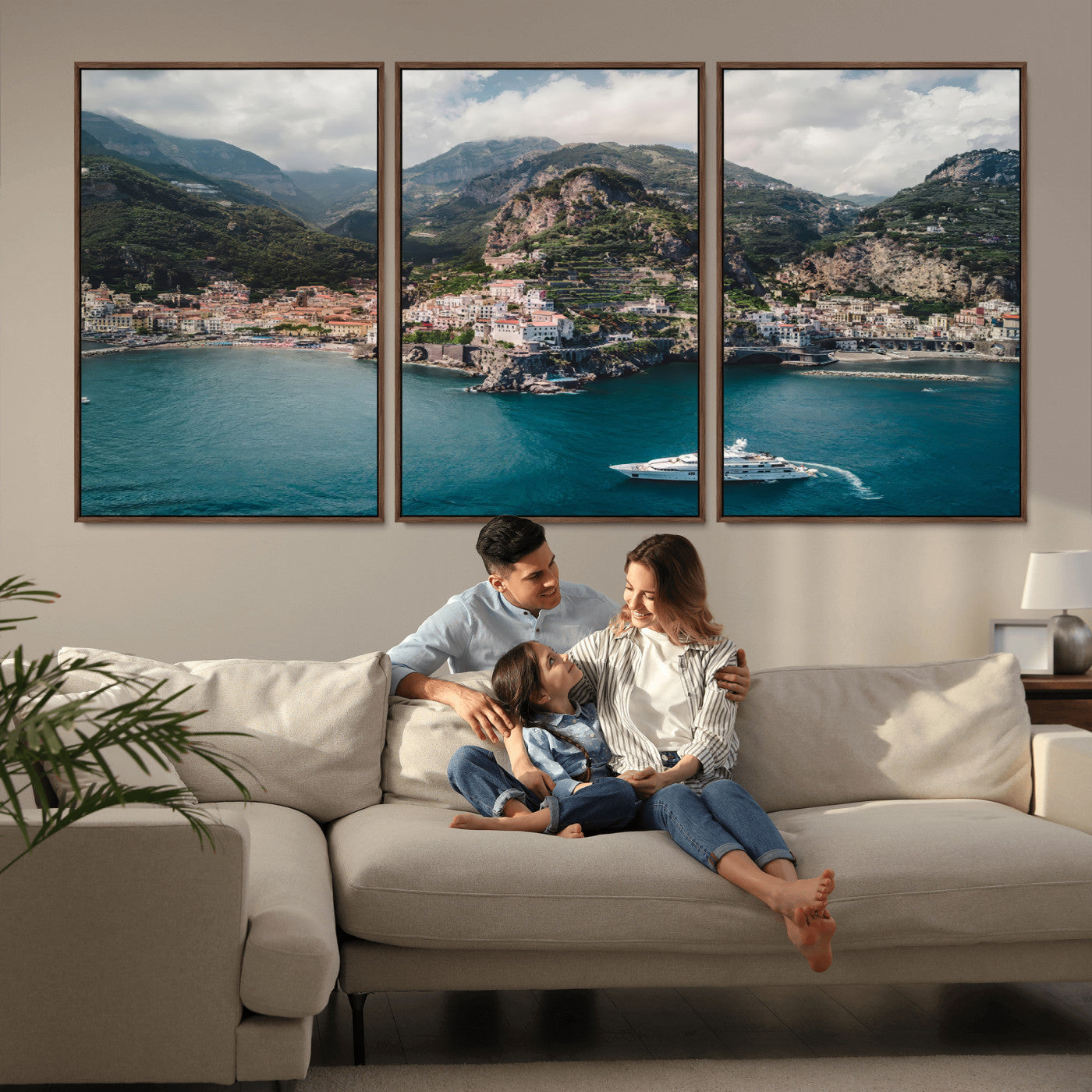 Amalfi Coast Wall Art – Framed Italian Seaside Canvas