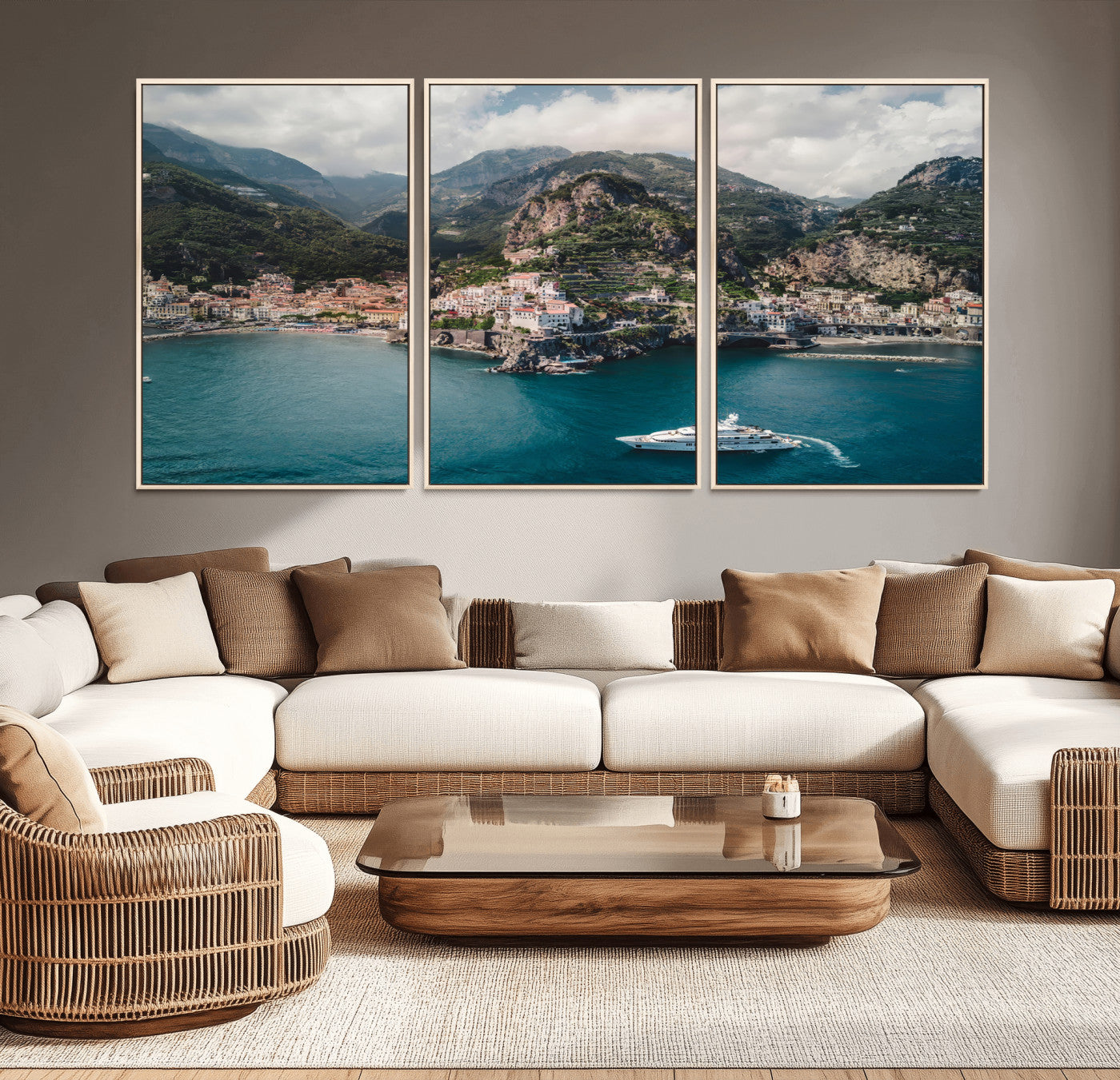 Amalfi Coast Wall Art – Framed Italian Seaside Canvas