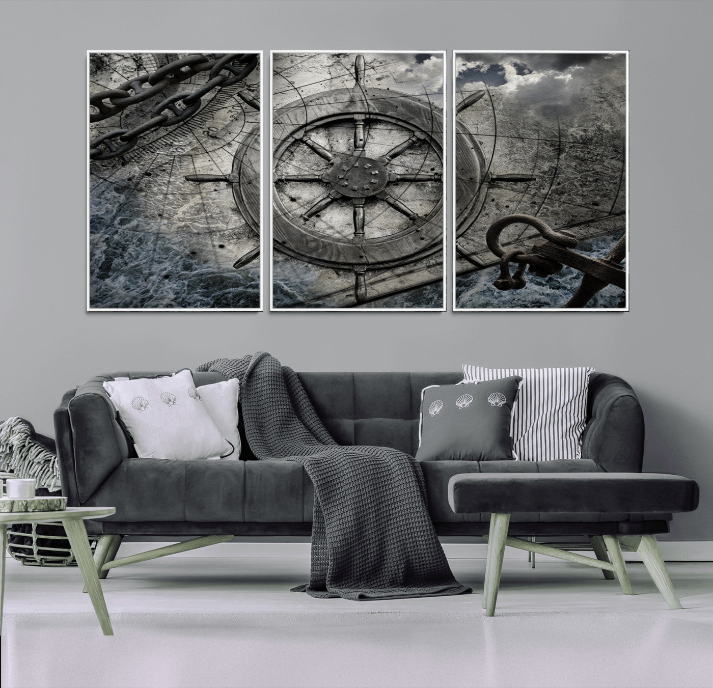 Ship Steering Wheel Vintage Wall Art Canvas Print
