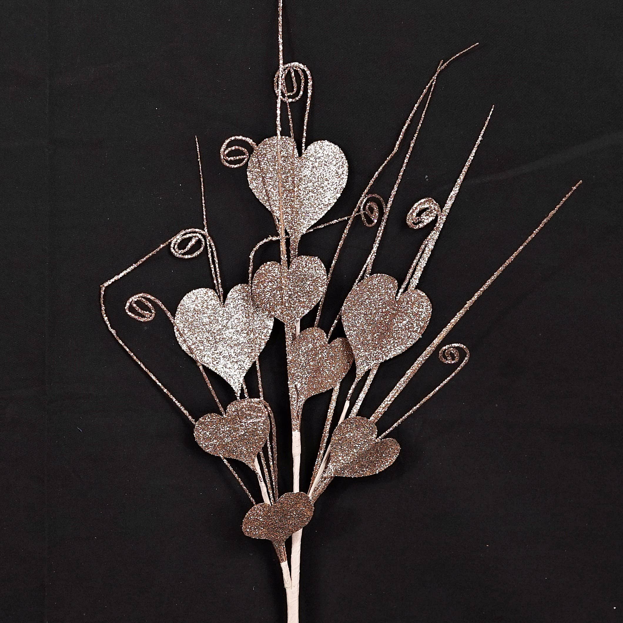 22" Spray-Glittered Hearts-Champagne