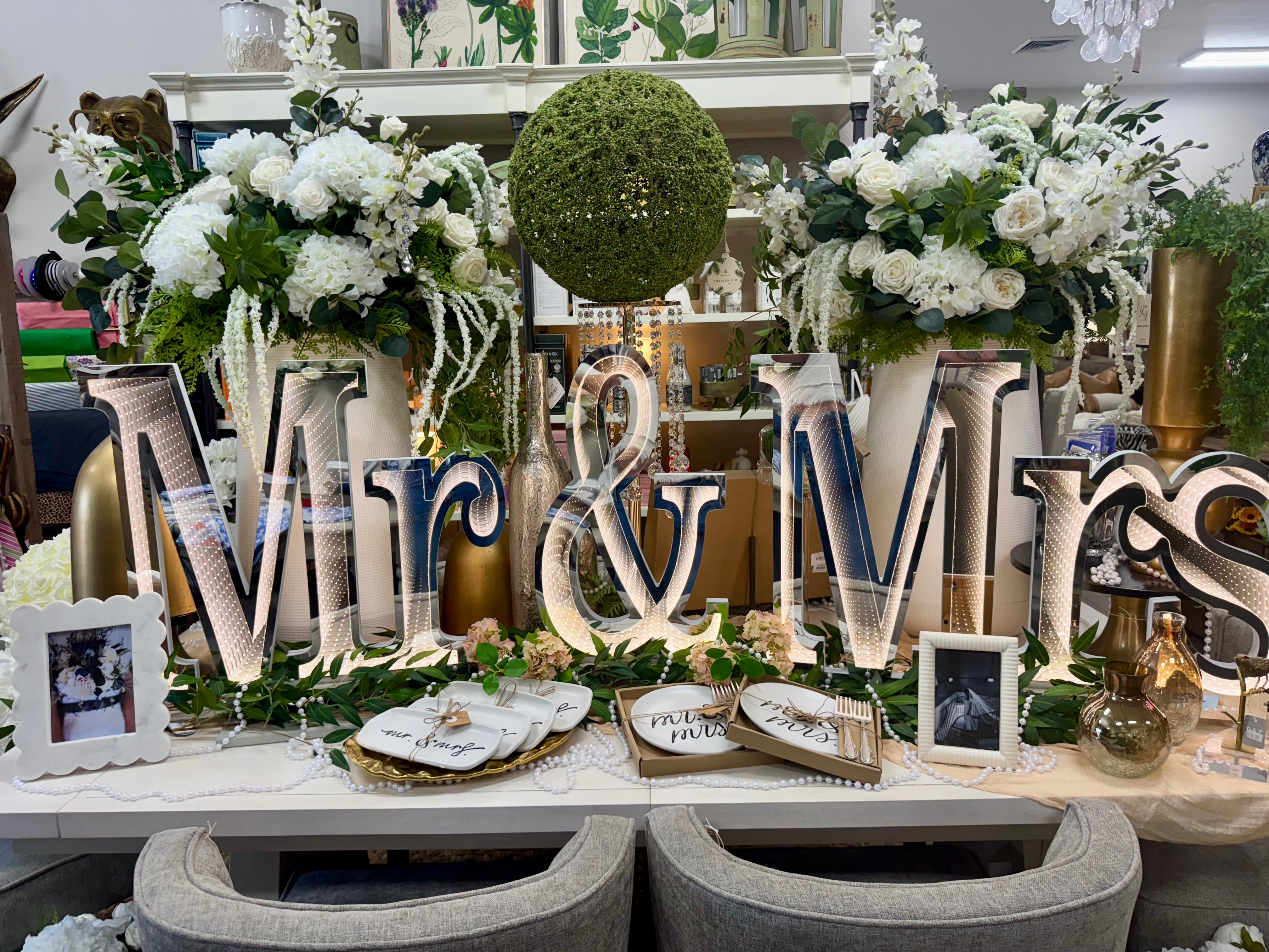 Larkspur, Hydrangea & Rose Wedding Arrangement - Large