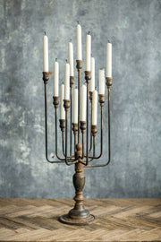 13-Candle Iron Candelabra: White