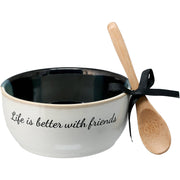 Friends - 4.5" Ceramic Bowl with Bamboo Spoon