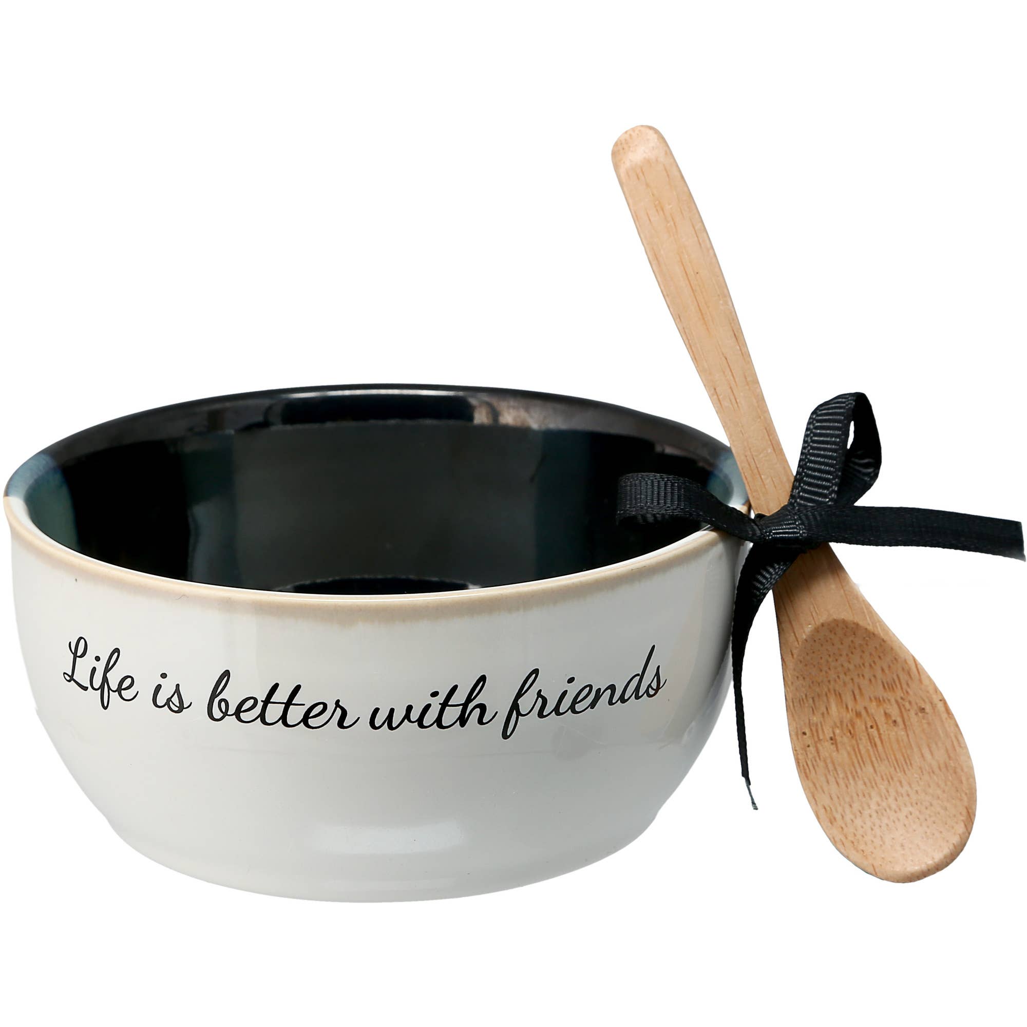 Friends - 4.5" Ceramic Bowl with Bamboo Spoon