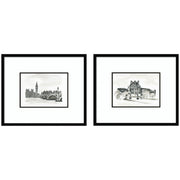 Vintage Postcard London & Paris 2 Piece Framed Wall Art Print Set by Teju Reval