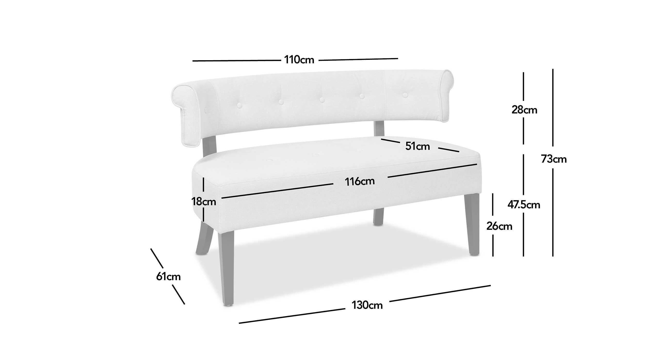 Jared Roll Arm Tufted Bench with Back Settee: Olive Green
