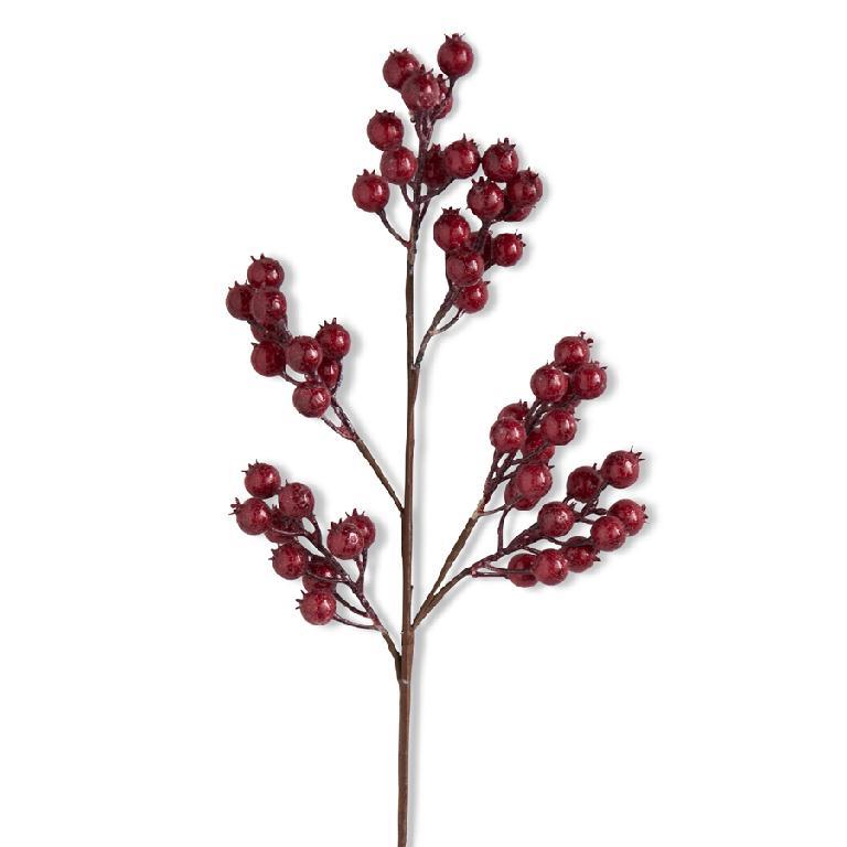 Red Crackle Glitter Rosehip Stem - 27 Inch