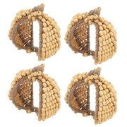 Fennco Styles Fall Beaded Pumpkin Shaped Napkin Rings, Set of 4 - Harvest Rustic Napkin Holders for Home, Dining Table, Banquet, Family Gathering, Thanksgiving and Special Events